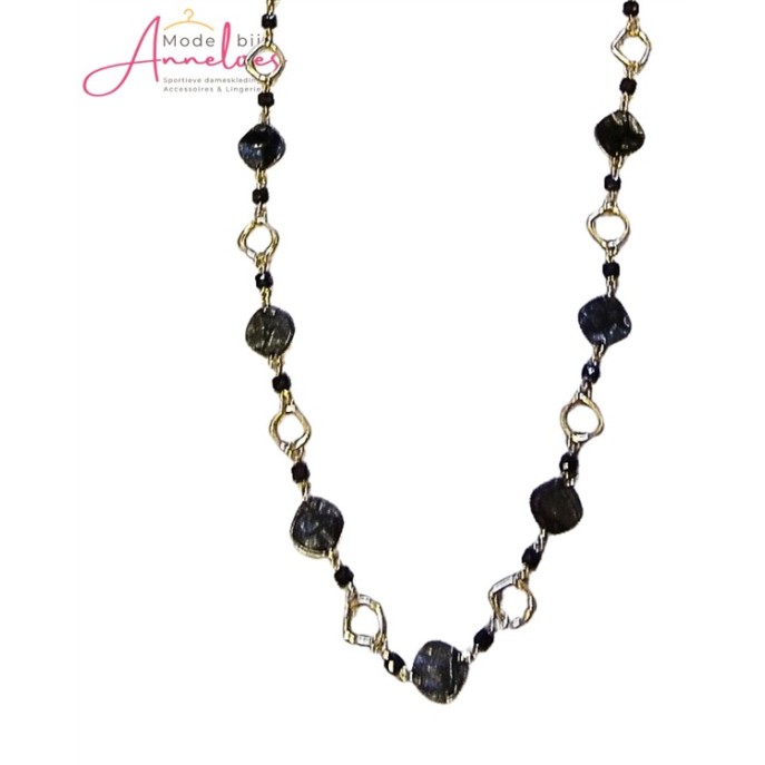 Sweet7 Lange Ketting 101229402 Zwart-Goud